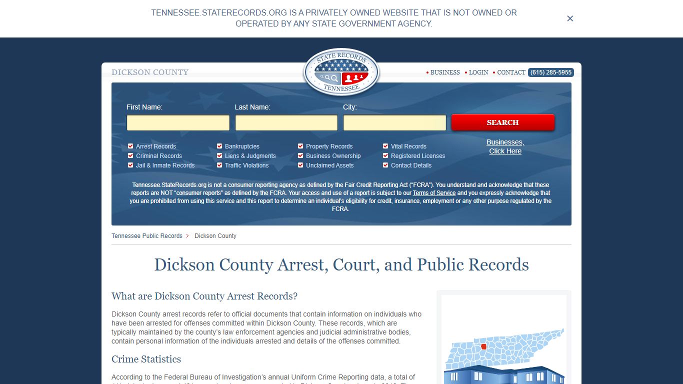 Dickson County Arrest, Court, and Public Records